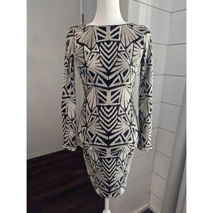 Dress The Population Dress‎ Womens Small Black Sequin Bodycon Scoop Back USA